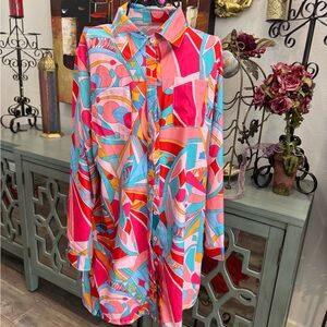 Vibrant Abstract Button-Up Shirt